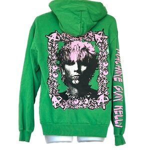 Machine Gun Kelly MGK Hoodie Green & Pink Merch Size S Kangaroo Pocket